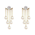 Wholesale Silver Needle Korean Style Pearl Rhinestone Vintage Dangle Fashion Jewelry Earrings  Women