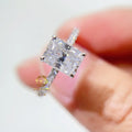 Women Jewelry Small Side Stones 2ct Vvs Diamond White Gold Silver Engagement Radiant Cut Moissanite Ring