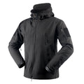 Outdoor Winter Waterproof Breathable Plus Size Men Blouson Tactical Softshell Jacket with Zipper and Hood in Black