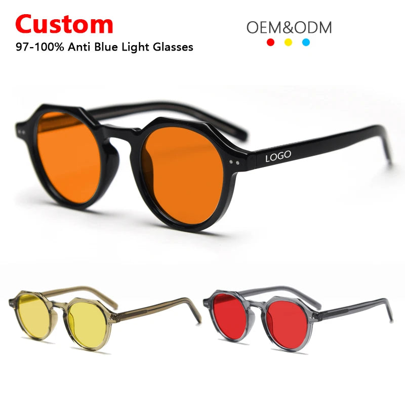 Unisex Personality Retro Plate Foot Blue TR PC Material Flat Light Frame Men Women Myopia Anti Blue Light Blocking Glasses