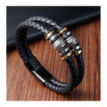 Hot Selling Stainless Steel Magnetic Clasp Jewelry Men Black Bolo Braided Genuine Leather Bracelet Men's Accessories
