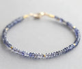 Zooying Delicate Faced Lolite Gemstone Dainty Stacking  Bead Bracelet for Women Jewelry
