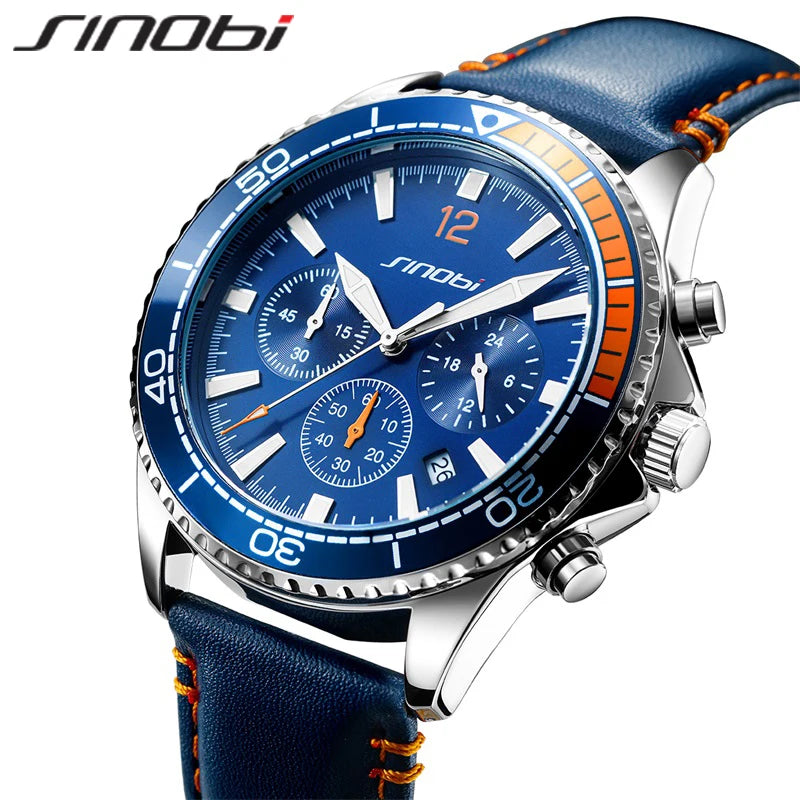 SINOBI New Fashion Luxury Wristwatches Custom Design Wrist Quartz Watches for Men S9866G