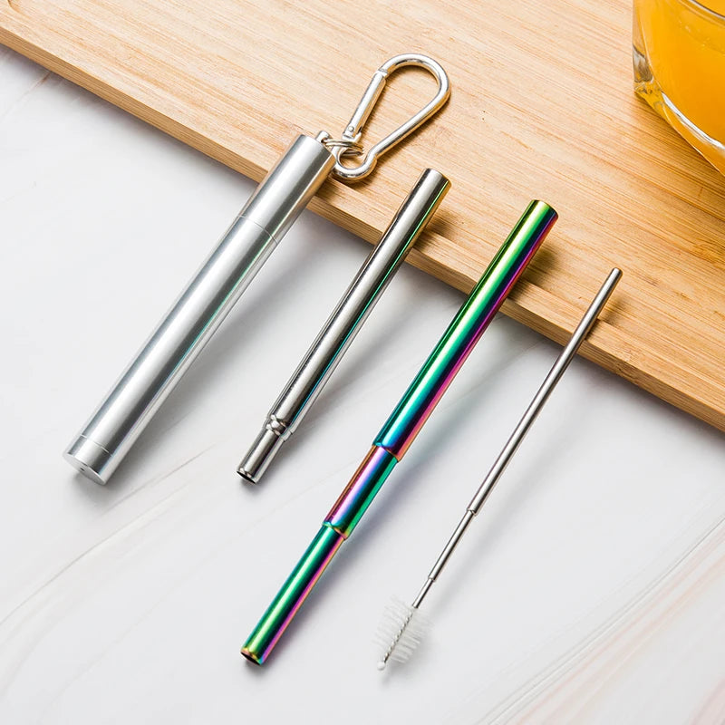 Camping Best Sellers Custom Colorful Stainless Steel Collapsible Drinking Straw MegaBDM
