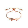 Qiuhan Stainless Steel Gold Plated Cute Custom Name Engraved Laser Heart Pendant Slide Chain Bracelet Jewelry Gift for Party