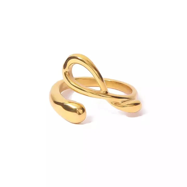 New Arrival 18k Gold Plated Stainless Steel Jewelry Gift Waterproof Geometric Opening Rings for Women