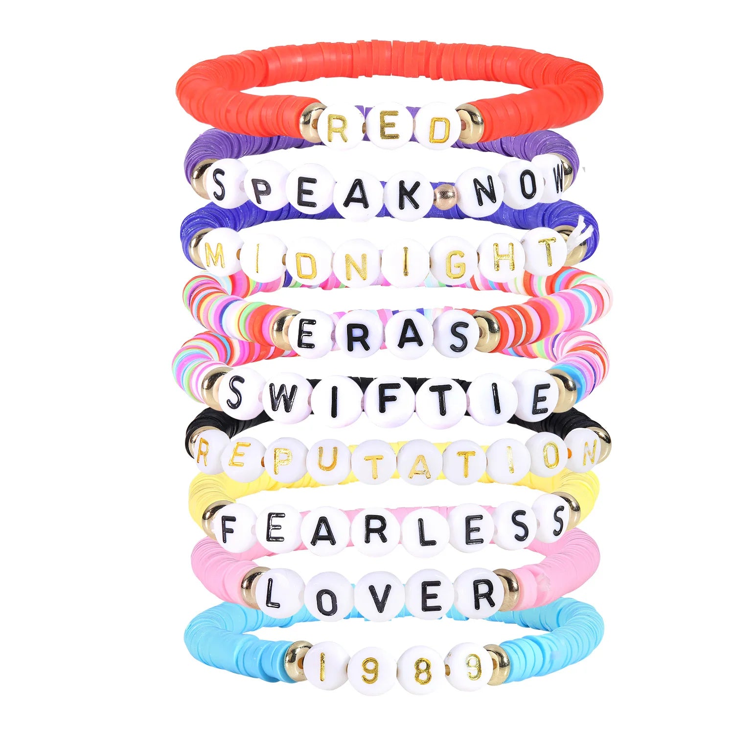 2023 Hot Sale Initial Letter Taylor Bracelets Singer Inspired Colorful Polymer Clay Friendship Bracelet for Swiftie Fans