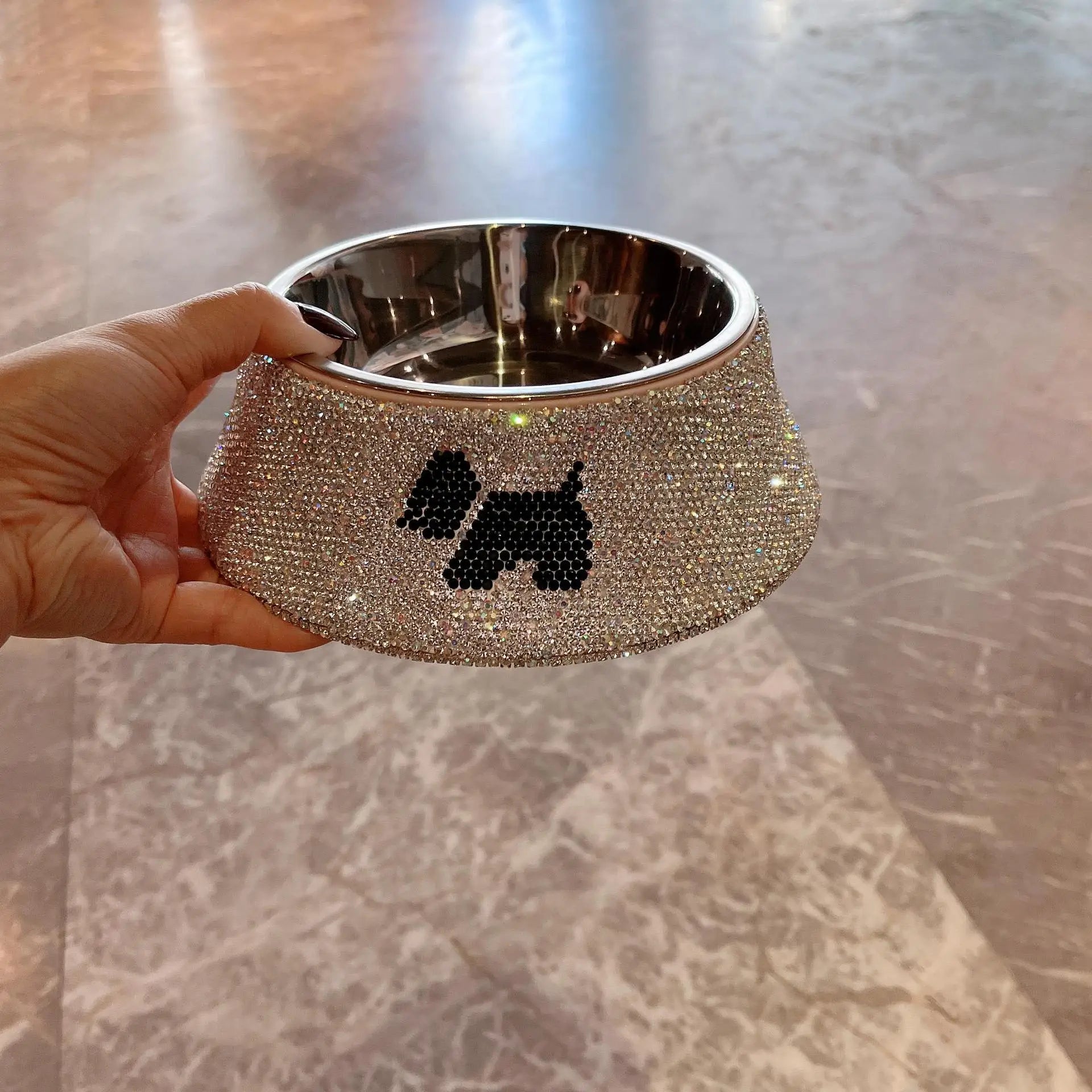 Rhinestone Bowl Bling Accessories Diamond Luxury Adorable Dog Cat Animal Pet Food Kibble Water Feeder