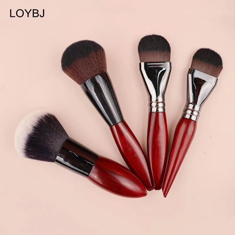 Wood Handle Synthetic Fibre Makeup Brushes Flat Tongue Foundation Loose Powder Liquid Foundation Concealer Cream Face Mask