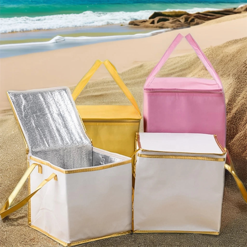 Custom Logo Portable Disposable Cooling Non-Woven Lunch Bag Reusable Thermal Insulation Cooler for Food Delivery Travel Salad