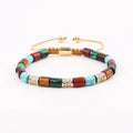 New Design CZ Pave Tube Natural Stone Customize Logo Macrame Friendship Gemstone Bracelet Women JBS11695