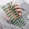 Medium Length Ballet French Tip Press Nails Full Cover Artificial ABS Material False Nails DIY Nail Art Design