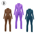 2024 Women Zipper Outfits Two Piece Logo Color Tracksuit Skinny High Stretch Clothes Tops leggings Joggers Tracksuit Set