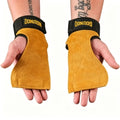 Cowhide Fitness WeightLifting Gloves Grip Pad Palm Protector Strap Weightlifting Dumbbell Gloves Equipment