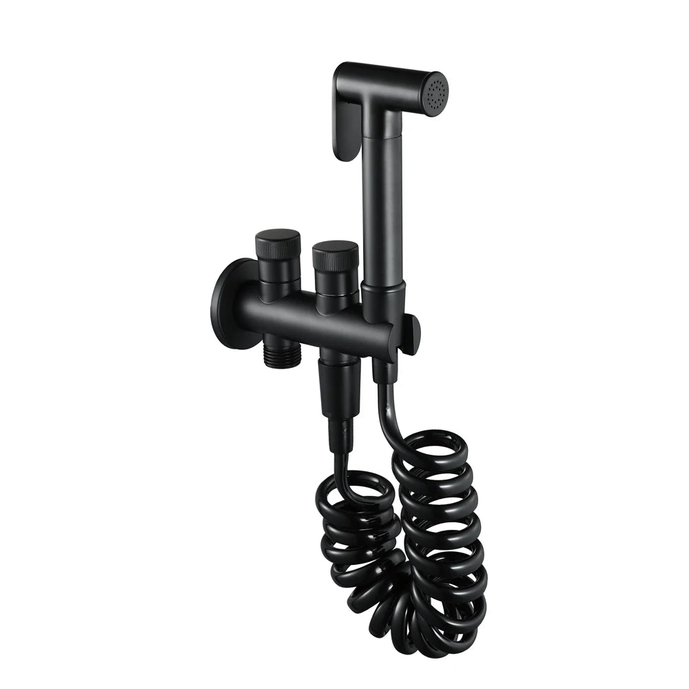 HONGDEC Black Brass Modern Handheld Toilet Bidet Bathroom Shower Shattaf