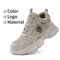 GUYISA Safety Toe Shoes Khaki Heat Resistant Faux Suede Upper Safety Shoes for Men