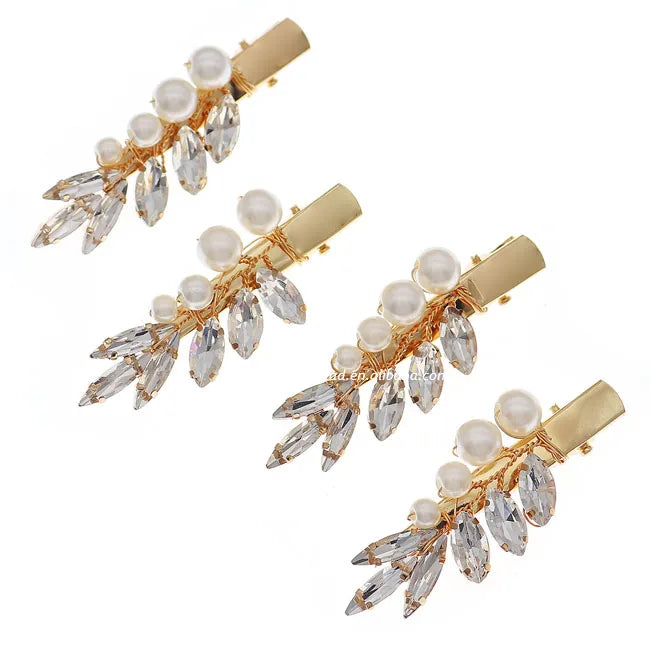 2025 Hot Sale Alloy 4pcs/set Simple Jewelry Rhinestone Pearl Hair Clips Women Hair Accessories