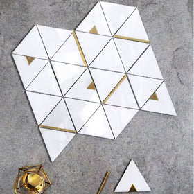 New Arrival Luxury Marble Stone Triangle Mosaic Tiles with Stainless Steel Metal Kitchen Backsplash