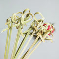 J&M Green Natural 4.7 Inch Bamboo Cocktail Picks Knotted Skewer Cocktail Decorative Bamboo Knot Skewers Bar Tools