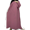 Pleated Fabric Solid Color Long Free Size Big Elastic Cuff Arabic Women Eid Abaya Women Muslim Robe