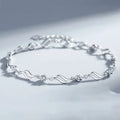 Crystal Love Inlaid Zirconium Diamond Bracelet Jewelry Wholesale 999 Pure Silver Simple Sweet Bracelet Birthday Gift