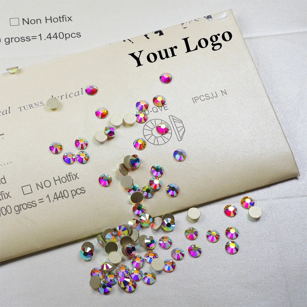 Yantuo Back SS10 SS20 Nail Strass Golden Crystal Glass for Tumblers Non Hotfix Rhinestoneflatback Eco-friendly AB 2 Bags