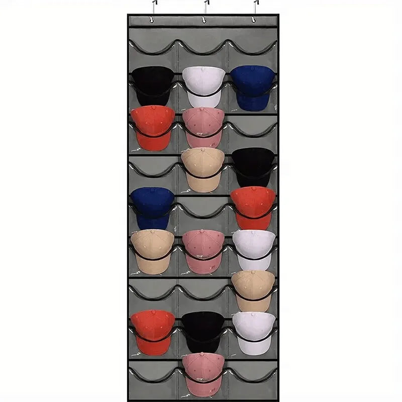 27 Pockets Hat Rack Holder Hanger for Baseball Caps Hanging Hat Organizer Over the Door Hat Storage Organizer for Closet Wall