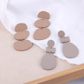 Handmade Rhombus Soft Geometric Drop Earrings Double Circle Polymer Clay for Wedding Party or Gift