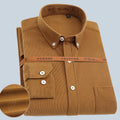 Men's Shirt Solid Spring and Autumn Long Sleeve Corduroy Shirt