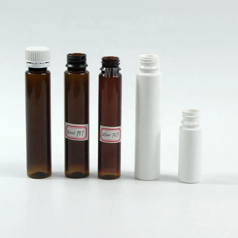 10ML 15ML 20ML 25ML 40ML 50 ML Oral Liquid Tubular Bottle Avoid Light Security Caps Collagen PET Bottle Long Tube Plastic Bottle