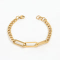 18K PVD Gold Plated Statement Waterproof Tarnish Free Paper Link Stainless Steel Bracelet for Women