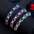 Elegant Yellow Green Rainbow Fire Oval Cut Cubic Zircon Tennis Bracelets for Women  Party Jewelry Gift