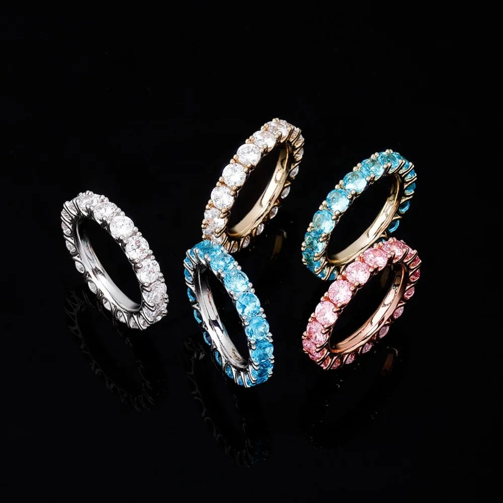 New Iced Out Fashion Cubic Zirconia Tennis Round Luxury Ring Wedding Band Women Rings Hip Hop Bling Jewelry Rings Jewelry Women