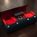 Custom Premium PU Leather Watches Box Set Storage Case Handmade Portable 3 Slots Watch Roll for Travel