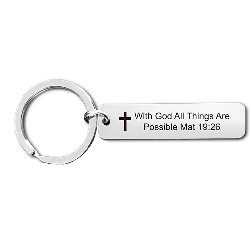 Stainless Steel Christian Bible Verse Jewelry Key Chain Religious Gift for Women Faith Inspirational Scripture Key Rings