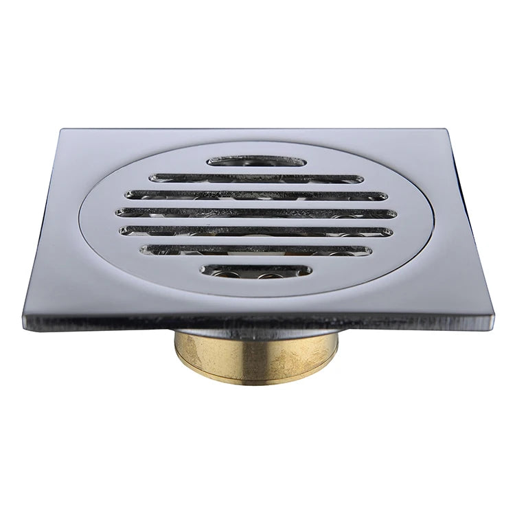 Modern 4 Inch Square Brass Shower Floor Drain Odor and Insect Proof for Hotels Wholesale Bathroom Filter Square Drain