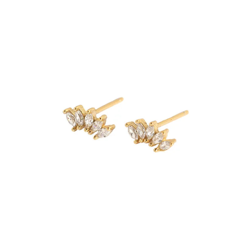 Ins 925 Sterling Silver Micro Pave CZ Flower Earrings 18K Gold Plated Geometric Eyes Stud Earrings for Women Girls