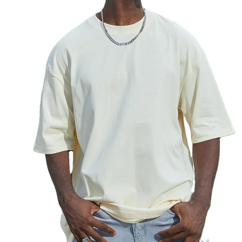 Sweetwear 100%cotton T-shirt for Men Solid Color Custom Reflective Printing Oversize Sort Sleeve Blank t Shirt