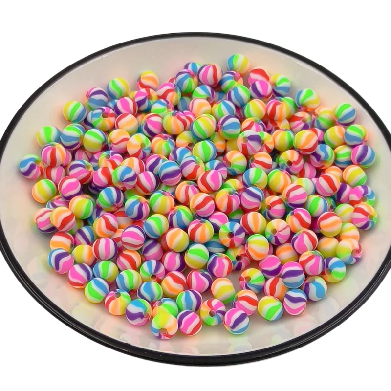 Wholesale rainbow Printed Polymer Clay Bead Bracelets Earrings Mobile Phone Chain Accessories