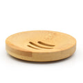 Wholesale Custom Natural Bamboo Soap Dispenser Set Round Soap Dish Holder for Shower Bathroom Kitchen