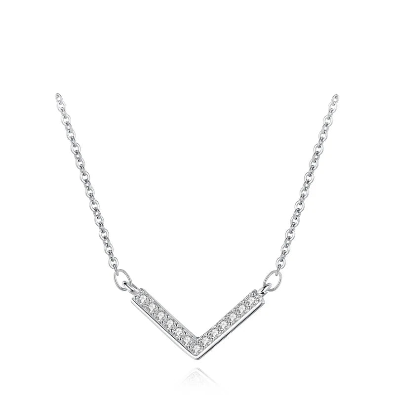 925 Sterling Silver Fashion European and American Style Zircon Necklace Simple Classic Silver Jewelry Necklace for Women