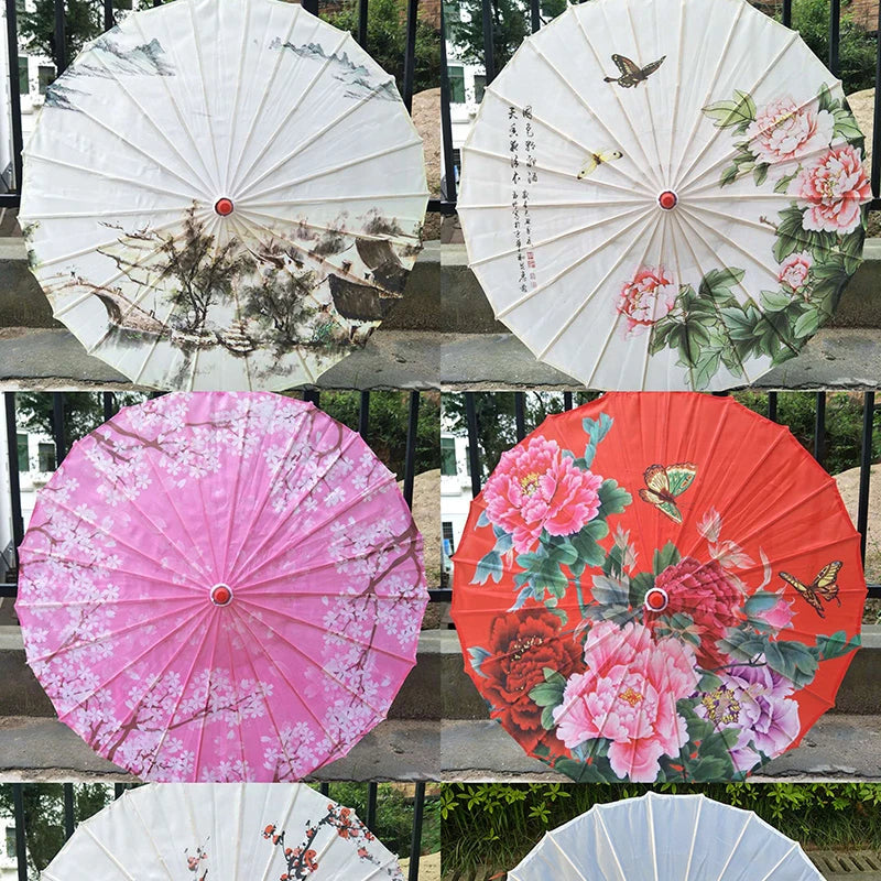 Wholesale Oil Paper Umbrella Japanese Umbrella Handmade Paper Parasol Umbrella Blossom Pattern Parasol