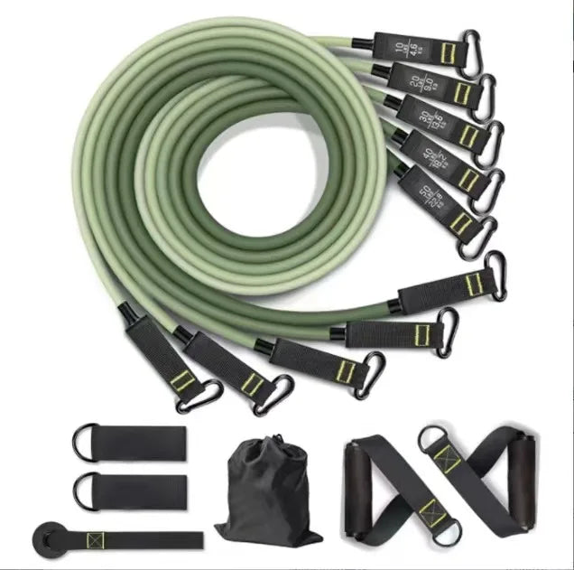 11pcs 150lb-200lbs Fitness Set Custom Logo Door Anchor Anti-Snap Latex Tube Resistance Band Portable TPE Yoga Exercise Bags
