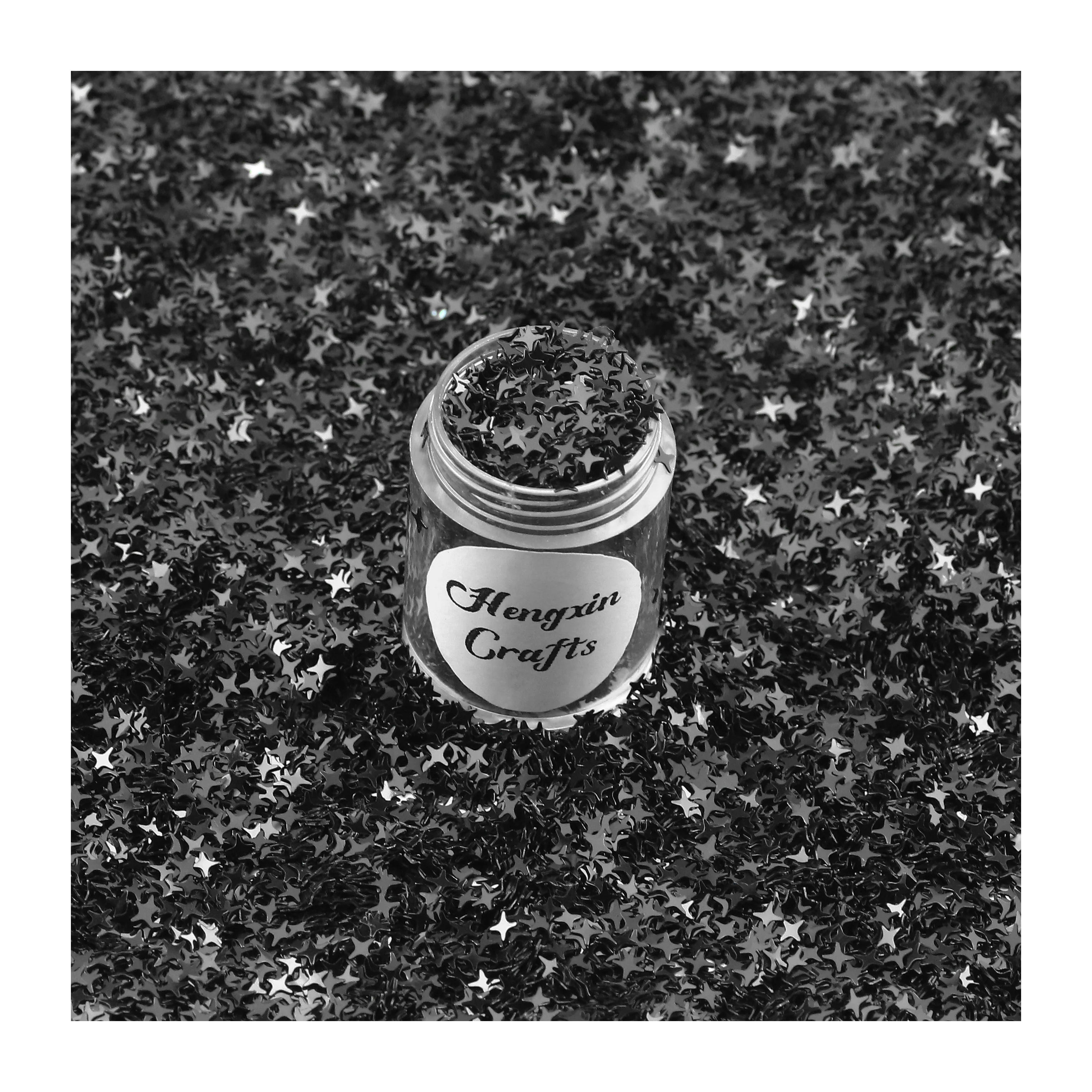 Hengxin Four-pointed Sequins Black Multicolor Star Paillette Glitter Crafts for Craft Decorate High-quality Fashion DIY Nail Art