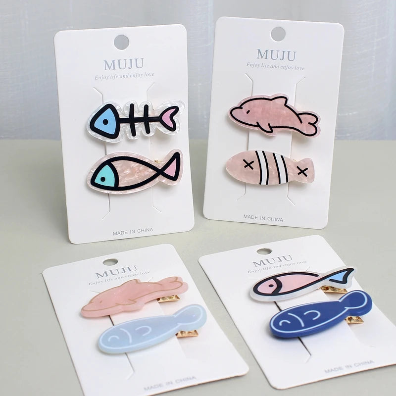 Girls' Cute Sweet Korean Style Side Bangs Hair Clips Fashionable Resin Hair Accessories for Children