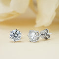Starsgem Silver Earrings and Gold Plated Round Shape Moissanite Gemstone Silver Earrings 925 Sterling