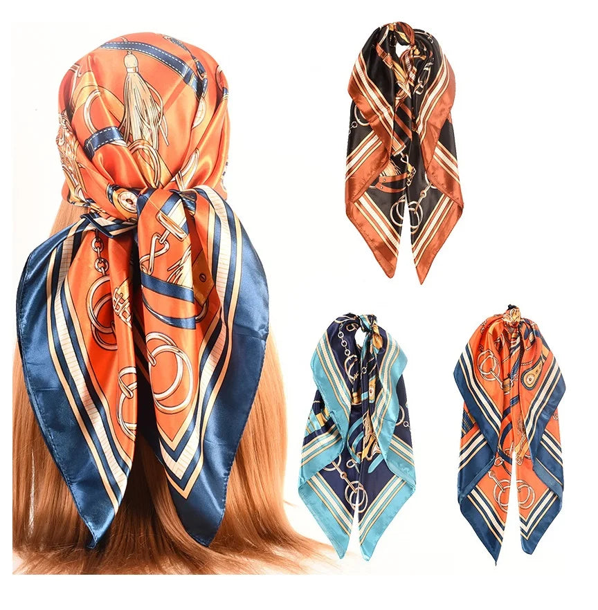 Fanni Wholesale Satin Silk Head Scarf Neckerchief Custom Silk Feeling Large Hair Bandanas for Women