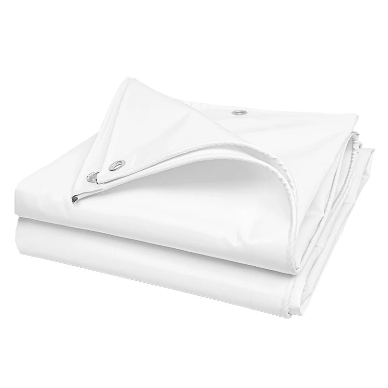 White PVC 500GSM Tarpaulin Canopy Covering Rainproof Cloth Courtyard Pavilion Balcony Garage Building Covering Awning Cover