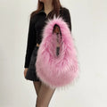 Furry Handbags for Women Winter Fashion Faux Fur Ladies Tote Shoulder Bags Soft Plush Hot Girls Female Hobos Underarm Bag Purse