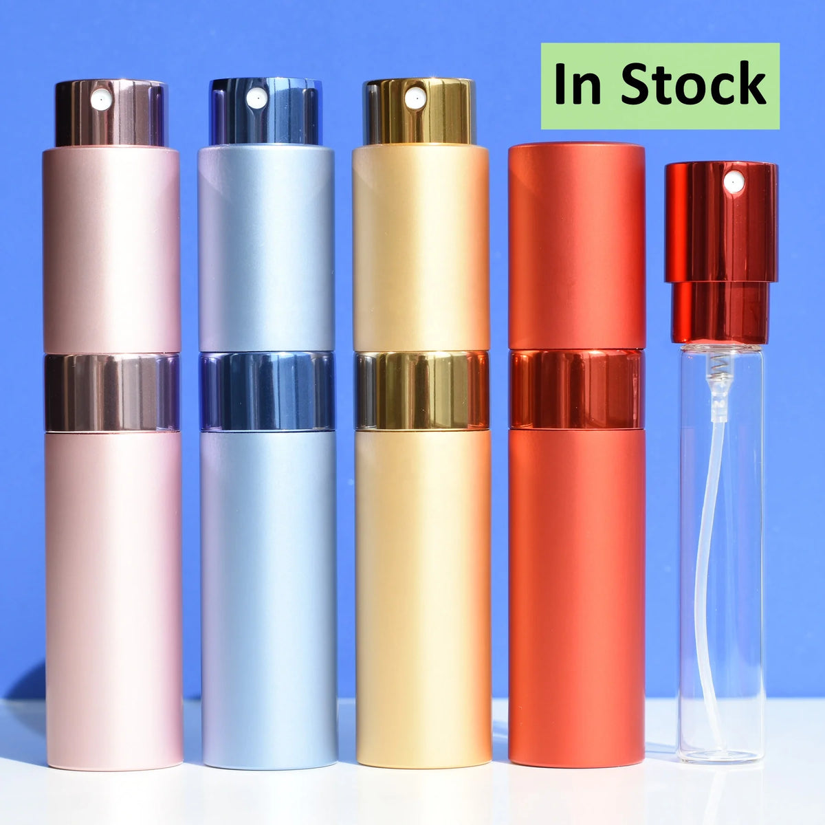HeLun Top Quality 10ml Matt Black Gold Portable Mini Travel Aluminum Metal Glass Refillable Twist up Perfume Atomizer Bottle